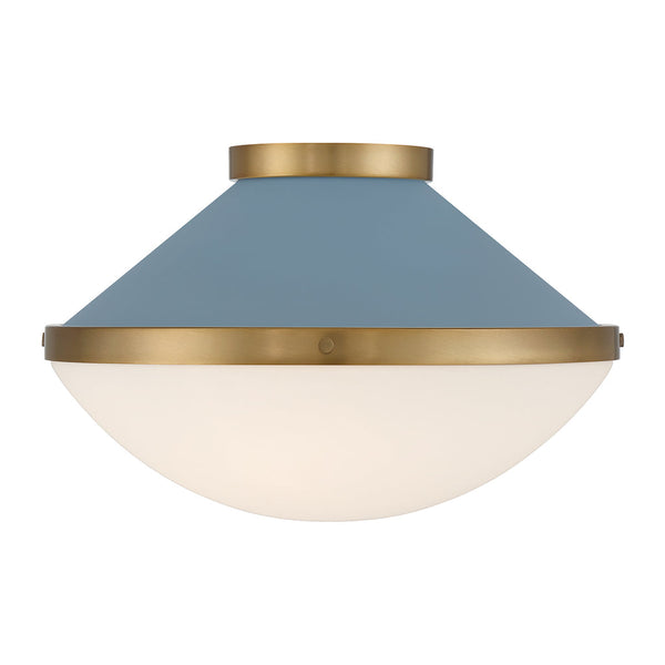 Arlo 16.25" Two Light Flush Mount, Vibrant Gold with Blue