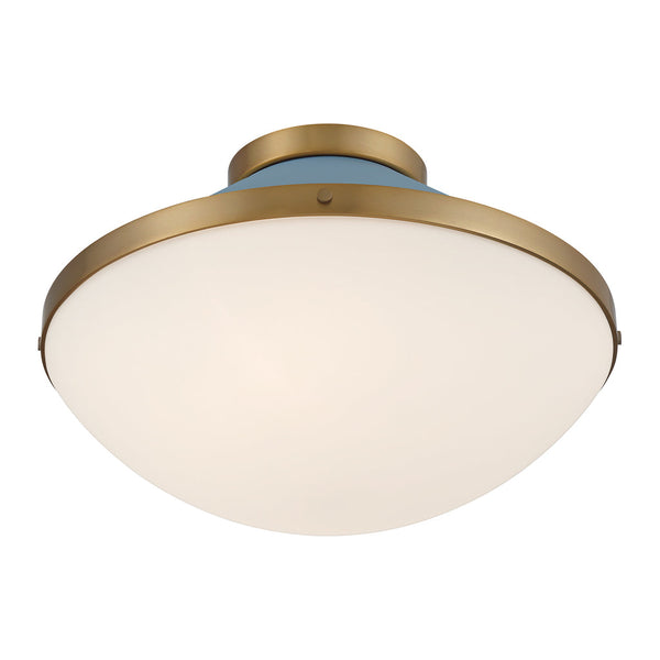 Arlo 16.25" Two Light Flush Mount, Vibrant Gold with Blue