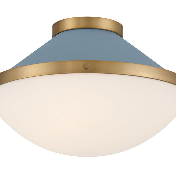 Arlo 16.25" Two Light Flush Mount, Vibrant Gold with Blue