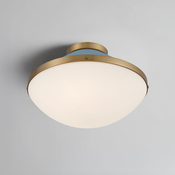 Arlo 16.25" Two Light Flush Mount, Vibrant Gold with Blue