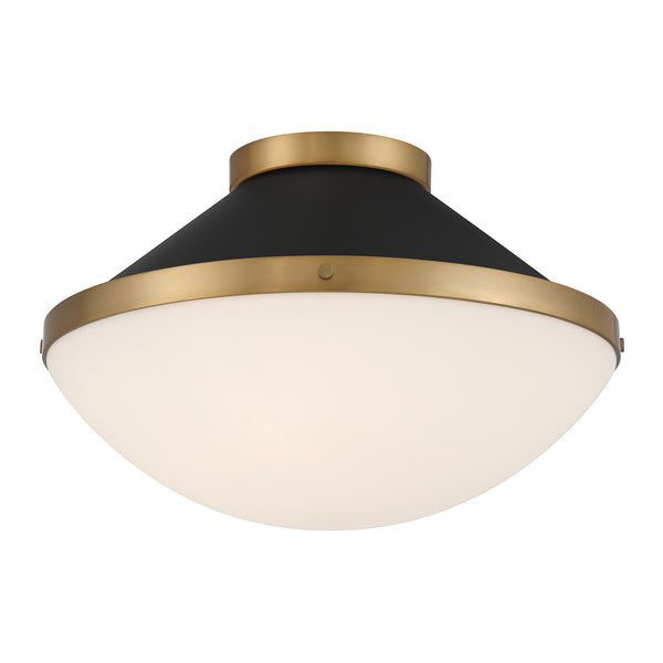 Arlo 16.25" Two Light Flush Mount, Vibrant Gold with Matte Black