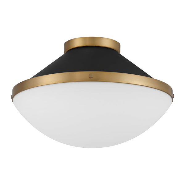 Arlo 16.25" Two Light Flush Mount, Vibrant Gold with Matte Black