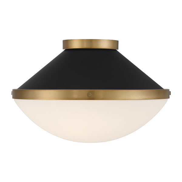 Arlo 16.25" Two Light Flush Mount, Vibrant Gold with Matte Black