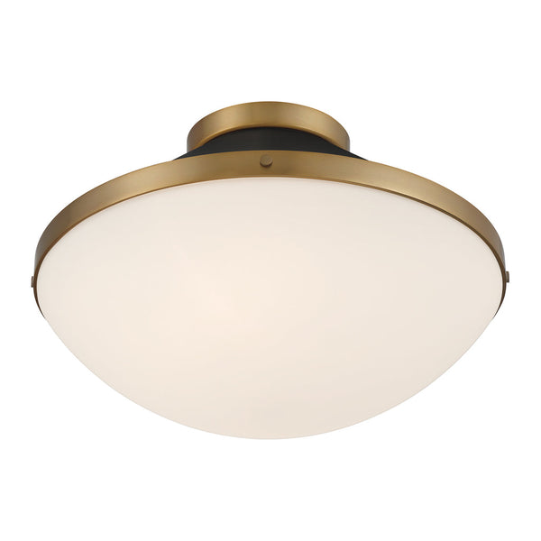 Arlo 16.25" Two Light Flush Mount, Vibrant Gold with Matte Black