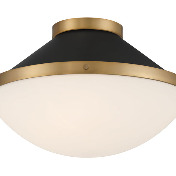 Arlo 16.25" Two Light Flush Mount, Vibrant Gold with Matte Black