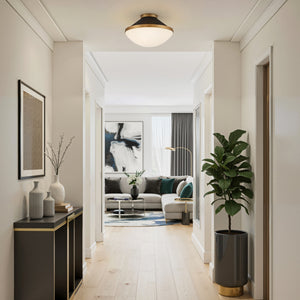 Arlo 16.25" Two Light Flush Mount, Vibrant Gold with Matte Black