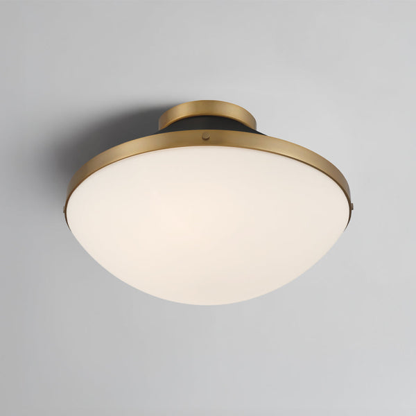 Arlo 16.25" Two Light Flush Mount, Vibrant Gold with Matte Black