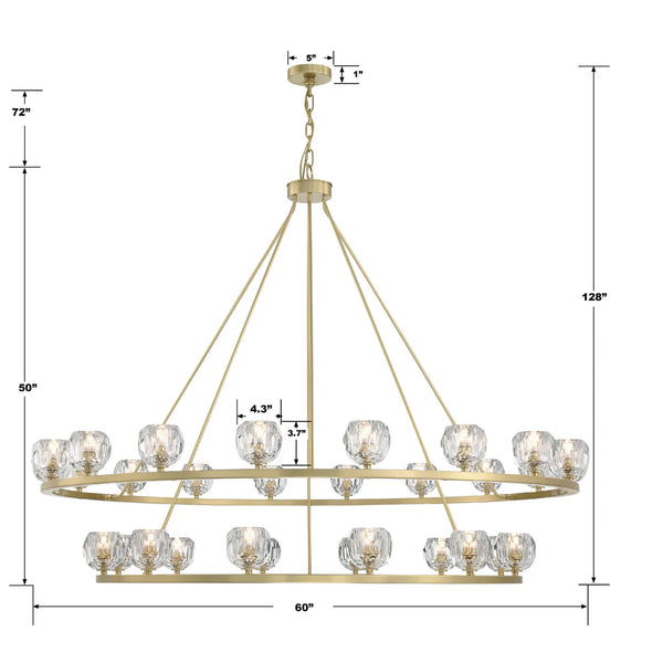 Araceli 60'' 30 Light LED Chandelier, Soft Brass Clear Crystal