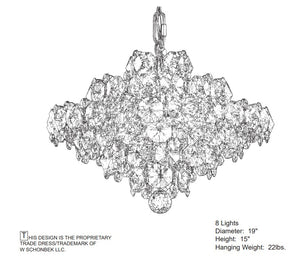 Baronet 19'' Eight Light Pendant, Stainless Steel with Clear Optic Crystal