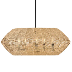 Luca 28" Five Lights Medium Convertible Drum Chandelier, Black / Camel Shade