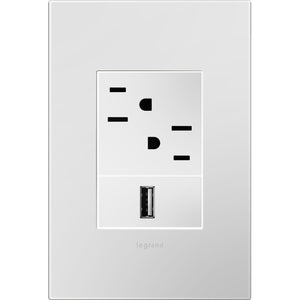 adorne® AWP1G3PW4 Matte White One-Gang-Plus Screwless Wall Plate with Microban®