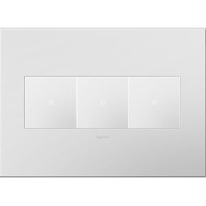 adorne® AWP3GPW4 Matte White Three-Gang Screwless Wall Plate with Microban®