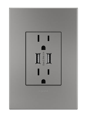 adorne® ARTRUSB153M4 Dual-USB Outlet , Magnesium