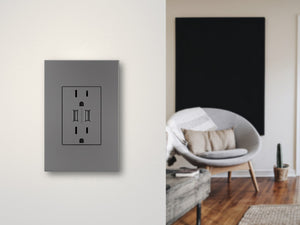 adorne® ARTRUSB153M4WP Dual-USB Outlet with Magnesium Wall Plate, Magnesium