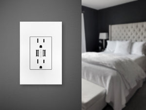 adorne® ARTRUSB153W4WP Dual-USB Outlet with Gloss White Wall Plate, White