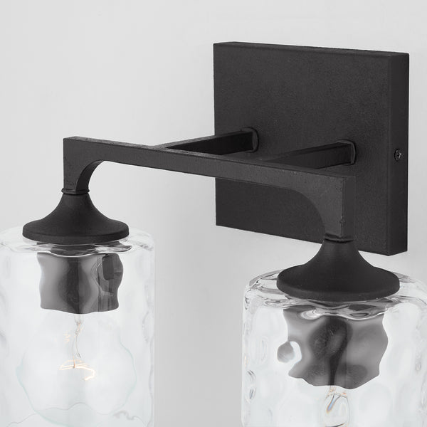 Odell 13.5" Two Light Vanity, Black Iron