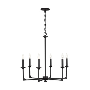 Odell 28" Six Light Chandelier, Black Iron