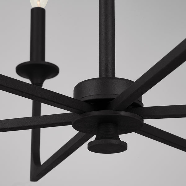 Odell 28" Six Light Chandelier, Black Iron