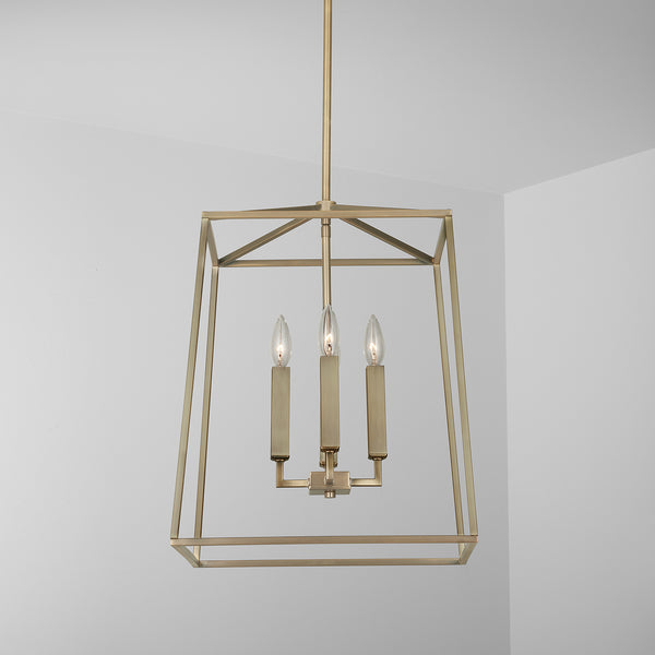 Morgan 16" Four Light Foyer, Aged Brass