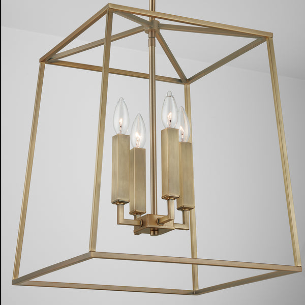 Morgan 16" Four Light Foyer, Aged Brass