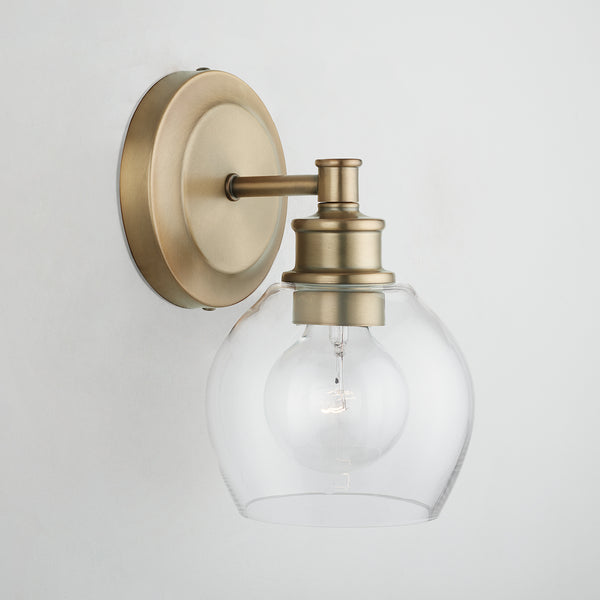 Lee 5.75" One Light Wall Sconce, Aged Brass
