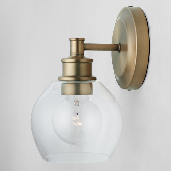 Lee 5.75" One Light Wall Sconce, Aged Brass