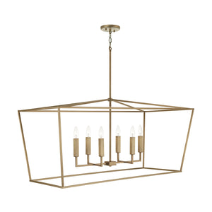 Morgan 42" Six Light Island Pendant, Aged Brass