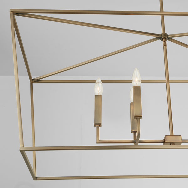 Morgan 42" Six Light Island Pendant, Aged Brass