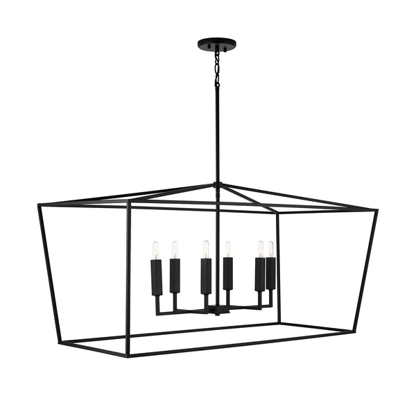 Morgan 42" Six Light Island Pendant, Matte Black