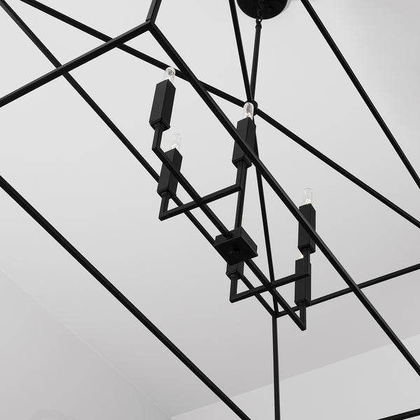 Morgan 42" Six Light Island Pendant, Matte Black
