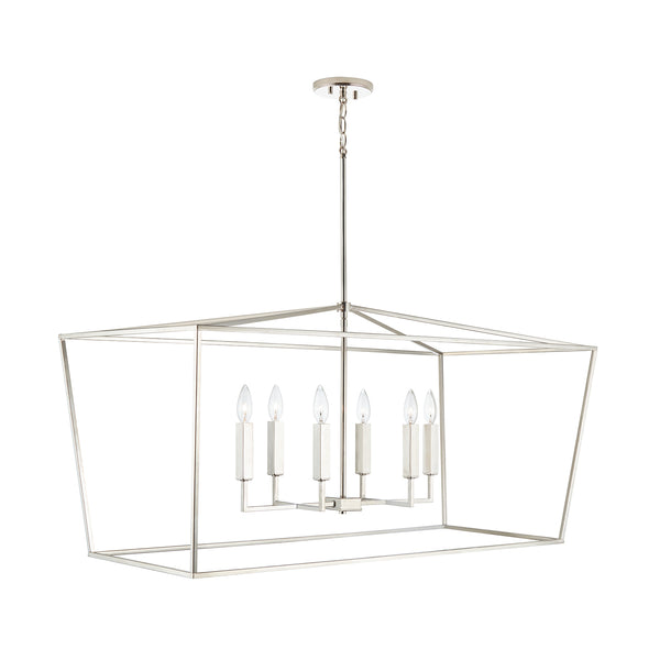 Morgan 42" Six Light Island Pendant, Polished Nickel