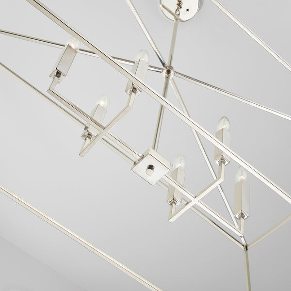 Morgan 42" Six Light Island Pendant, Polished Nickel