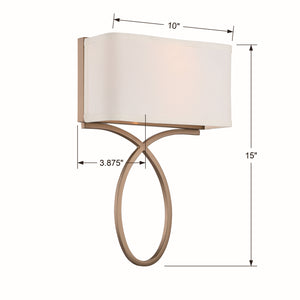 Alyssa 10" Two Light Wall Sconce, Vibrant Gold