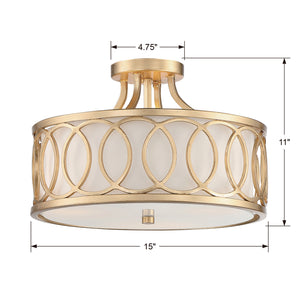 Florence 15'' Three Light Semi Flush Mount, Antique Gold - Alternate Product Image 1.jpg