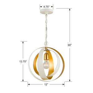 Lana 12'' One Light Mini Chandelier, Matte White / Antique Gold - Alternate Product Image 2.jpg