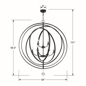 Lana 48'' Nine Light Chandelier, Matte Black - Alternate Product Image 3.jpg