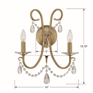 Ophelia 14'' Two Light Wall Sconce, Gold Clear Hand Cut Crystal - Alternate Product Image 3.jpg