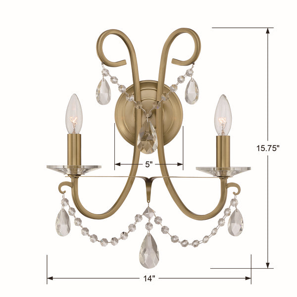 Ophelia 14'' Two Light Wall Sconce, Gold Clear Hand Cut Crystal - Alternate Product Image 3.jpg