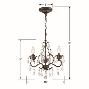 Maison Parisienne 13'' Three Light Hand Cut Crystal Mini Chandelier, Bronze - Alternate Product Image 3.jpg