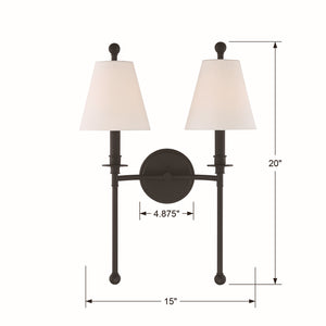 Rivoli 15'' Two Light Wall Sconce, Black - Alternate Product Image 2.jpg
