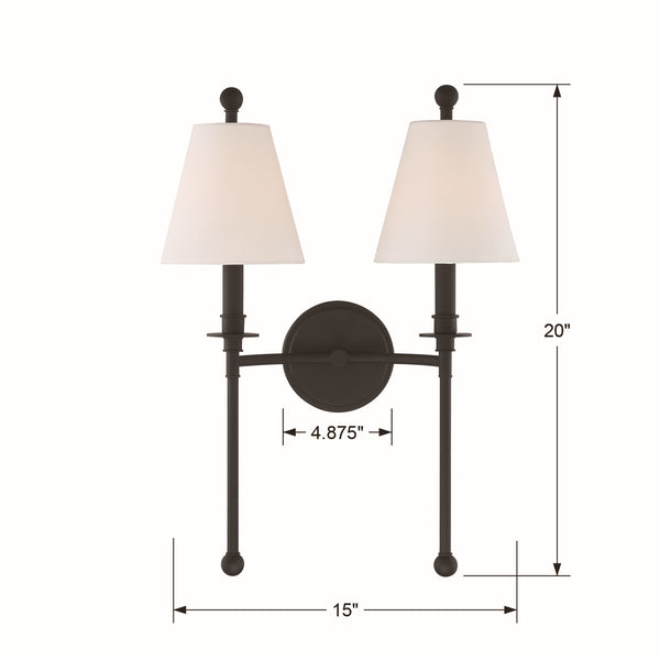 Rivoli 15'' Two Light Wall Sconce, Black - Alternate Product Image 2.jpg