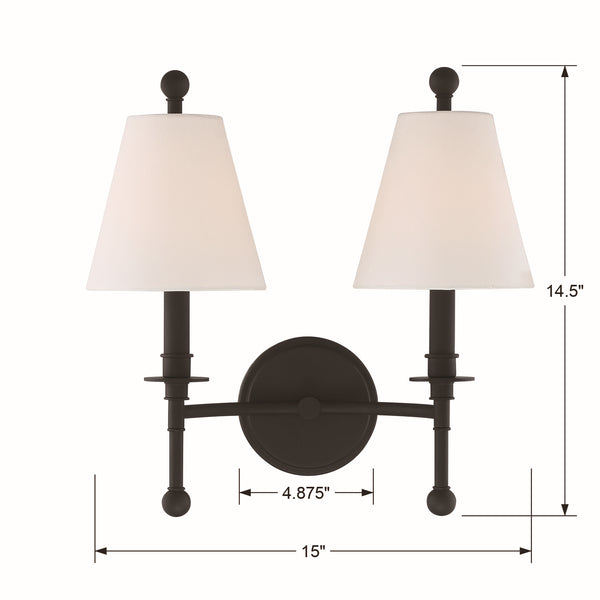 Rivoli 15'' Two Light Wall Sconce, Black - Alternate Product Image 3.jpg
