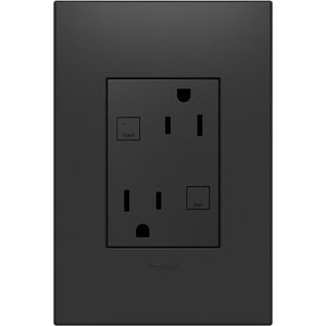 adorne® AGFTR2153G4 Plus Size Tamper-Resistant 15A Duplex Self-Test GFCI Receptacles, Graphite