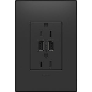 adorne® ARTRUSB153G4 Dual-USB Outlet , Graphite