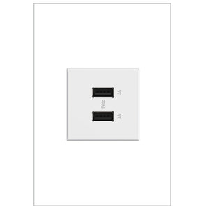 adorne® ARUSB2AA6W4 Ultra-Fast USB Type-A/A Outlet Module, White