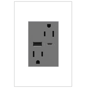 adorne® ARTRUSB156ACM4 15A Tamper-Resistant Ultra-Fast USB Type-A/C Outlet, Magnesium