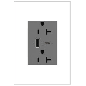 adorne® ARTRUSB206ACM4 20A Tamper-Resistant Ultra-Fast USB Type-A/C Outlet, Magnesium