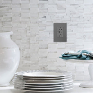 adorne® ARTRUSB206ACM4 20A Tamper-Resistant Ultra-Fast USB Type-A/C Outlet, Magnesium