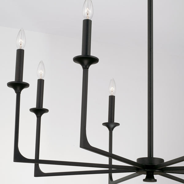 Odell 37.75" Eight Light Chandelier, Black Iron
