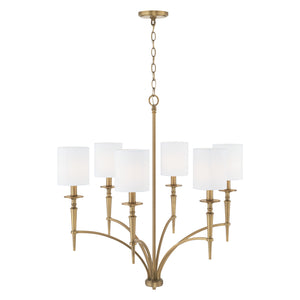 Aurora 31" Six Light Chandelier, Aged Brass
